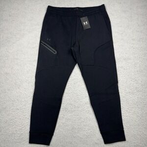 NWT Under Armor Unstoppable Fleece Joggers Loose Black Women's Size Large‎